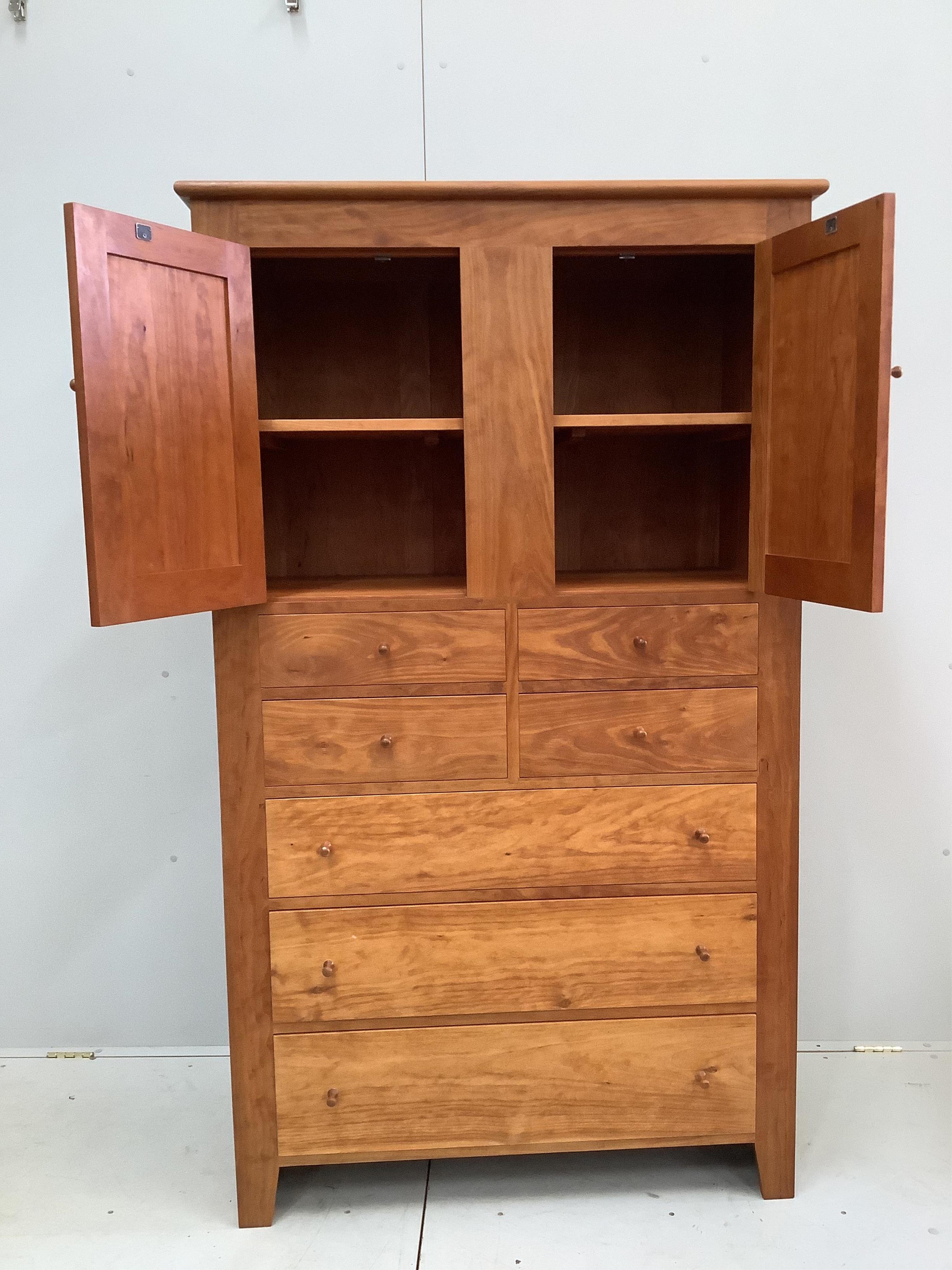 A Thomas Moser cherrywood 'Dr White's Chest' bedroom cupboard, width 106cm, depth 51cm, height 180cm. Condition - good
